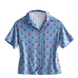 Short-Sleeved Button-Down Pajama Top